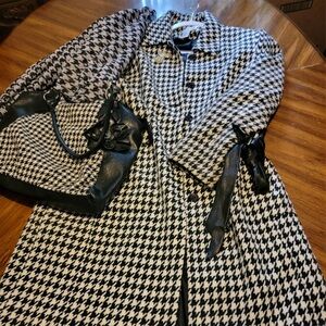 Black and white houndstooth coat